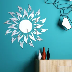 Sunflower Wall Sticker Acrylic Mirror Self Adhesive Reflective Decal Mural Wallpaper for TV Background Art Home Decor