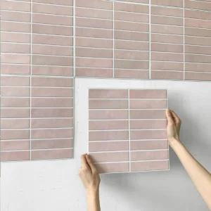 1/10pcs 3D Tile Stickers, Self-adhesive 3D Pink Wall Stickers for Kitchen and Bathroom, Water Mold Resistant, 30x30cm