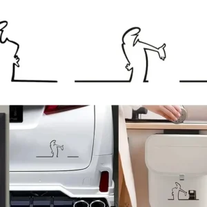 La Linea Minimalist Line Art Car Sticker Bumper & Window Door Wall Decal With Cartoon Character Design Home Car Decoration