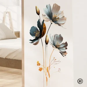 1PCS Simulation Three-Dimensional Relief Texture Flowers Children'S Bedroom Home Decoration Wall Stickers Self-Adhesive
